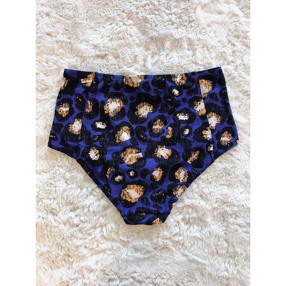 NWOT | River Island Swim Bottom | Royal Blue Leopard Print | UK 12 | US Size 8 - Picture 3 of 5